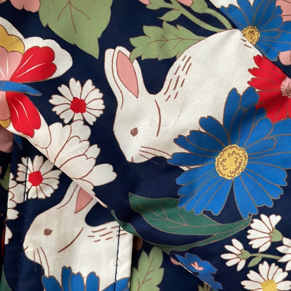 EUC Mini Boden water repellant fleece lined anorak, bunny butterfly bee floral - Picture 10 of 10